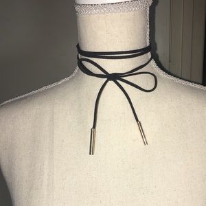 Black suede and gold choker